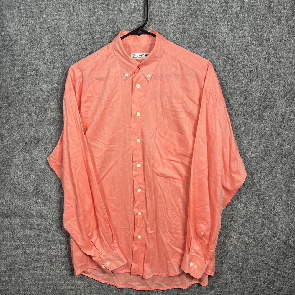 Haupt Germany Shirt Men’s‎ 14½ S Orange Button-Up Long Sleeve